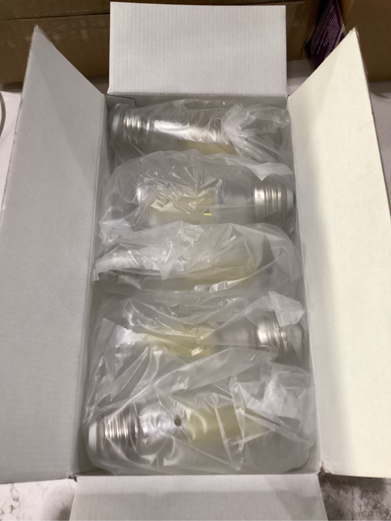 Condition photo showing New/Like New for 10 - pack shatterproof led edison light bulb 60w equivalent, dimmable st58 vintage light bulbs, e26 medium base, 6w, 800lm, 5000k, 80+ cri, antique decorative filament led bulb. daylight whtie 5000k (10 count) pack of 1