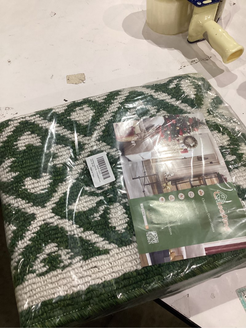 Condition photo showing Good Condition for Ileading Christmas Hallway Runner Rug 2x6ft, Durable Xmas Welcome Indoor Doormat Mat Non Slip Kitchen Floor Mats with Rubber Backing, Machine Washable Green Winter Holiday Decor Entryway Carpet 2' x 6' (Rectangular) Green