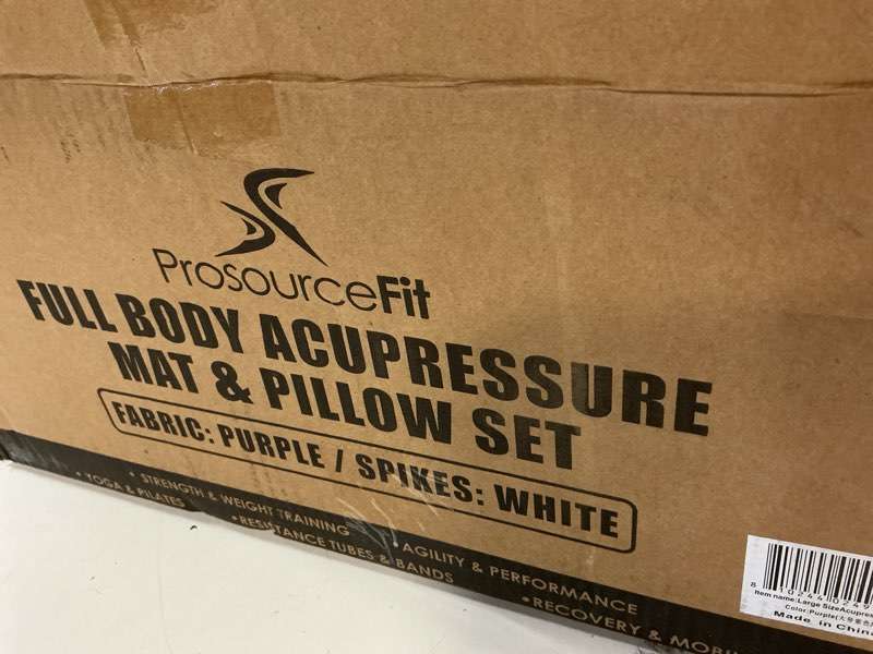 Condition photo showing As Is for prosourcefit acupressure mat and pillow set for back/neck pain relief and muscle relaxation purpule/white xl