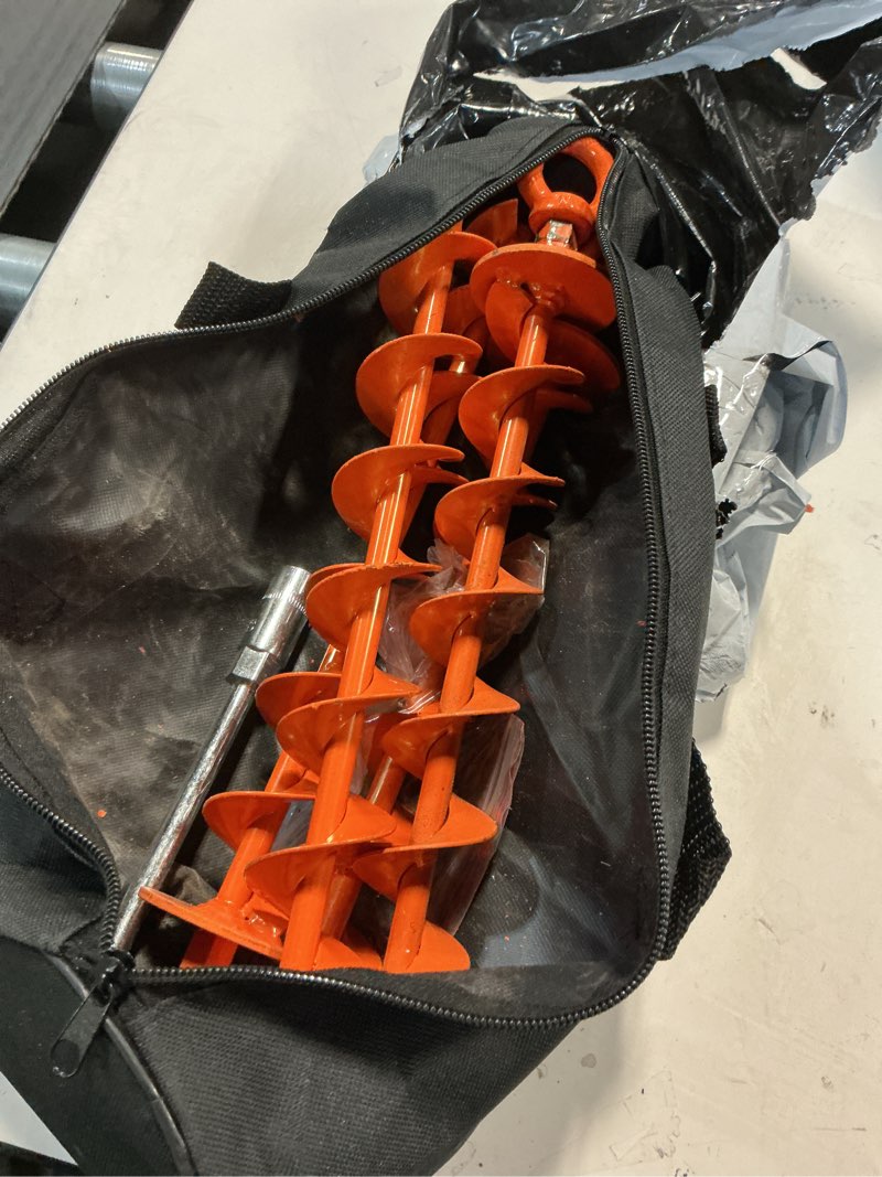 Condition photo showing Good Condition for Phopich Ground Anchor Screw in, 4 Pack Spiral Trampoline Anchors with Nut and Tool Swing Set Anchors Tent Stakes High Wind Heavy Duty for Sheds, Carports, Mobile Home Orange 4 Pack Orange