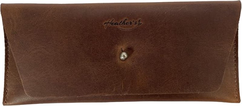 heather's, long utility pouch handmade from full grain leather - stylish wallet for carrying and storing cash, coins, cards - vintage, minimalist style clutch :: bourbon brown