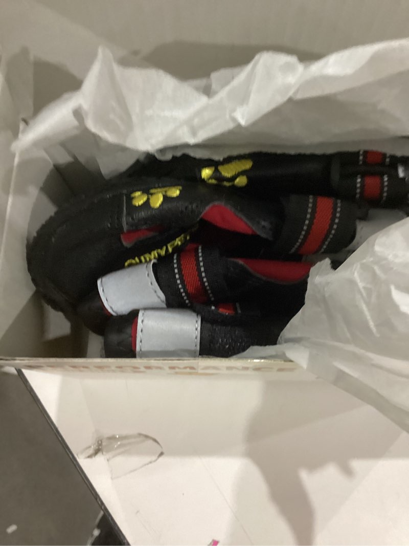 Condition photo showing Good Condition for QUMY Dog Shoes for Large Dogs, Medium Dog Boots & Paw Protectors for Winter Snowy Day, Summer Hot Pavement, Water-Resistant in Rainy Weather, Outdoor Walking, Indoor Hardfloors Skid-Resistant Sole