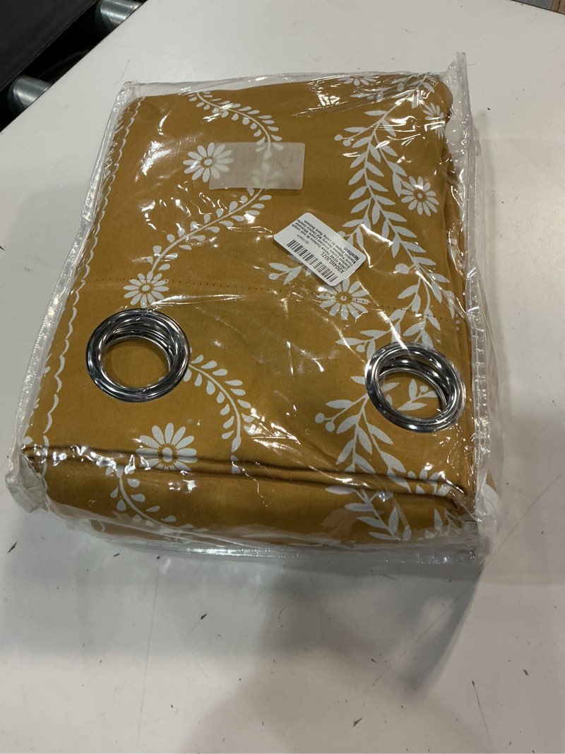 Condition photo showing New/Like New for limon home yellow curtains 96 inch length blackout curtain grommet luxury whimsical floral patterned waverly mid century colorful blackout drapes for living room bedroom mustard yellow 52"w x 96"l (pack of 2)