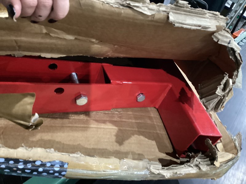 Condition photo showing As Is for 2 Ton Hydraulic Engine Hoist, 4400 LBS Folding Picker Hoist, 6 Casters and Lever Heavy-Duty Hoists for Garage Auto Repair (Yellow)