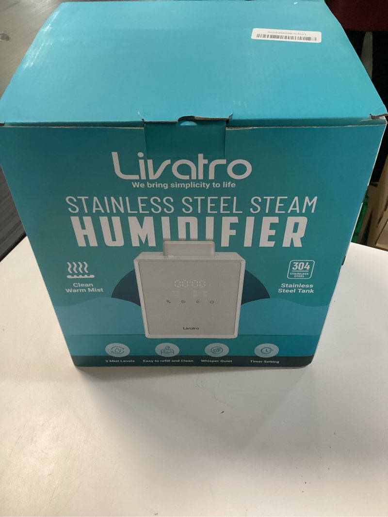 Condition photo showing New/Like New for stainless steel humidifier, 3l warm mist humidifier, easy clean with warm steam humidifier, healthy air mist humidifiers for bedroom living room, with sleep mode and auto-off setting 3lwhite