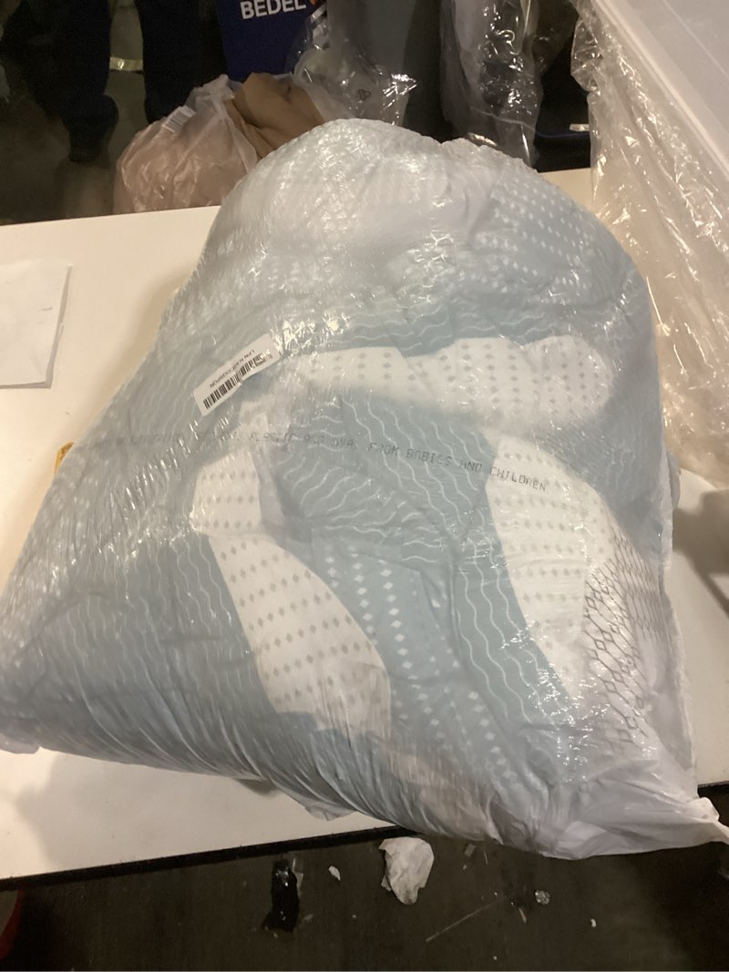 Condition photo showing As Is for Litanika Light Blue Comforter King Size Set, 3 Pieces Bedding Set, Blue White Colorblock Stripe (104x90In Comforter & 2 Pillowcases) Light Blue King