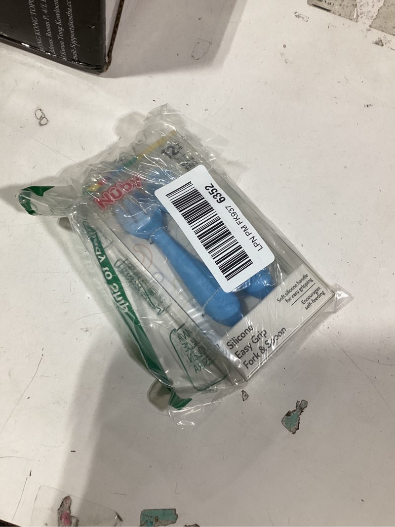 Condition photo showing New/Like New for Nuby Silicone Easy Grip Fork & Spoon Set, 12+m in Blue Blue Small