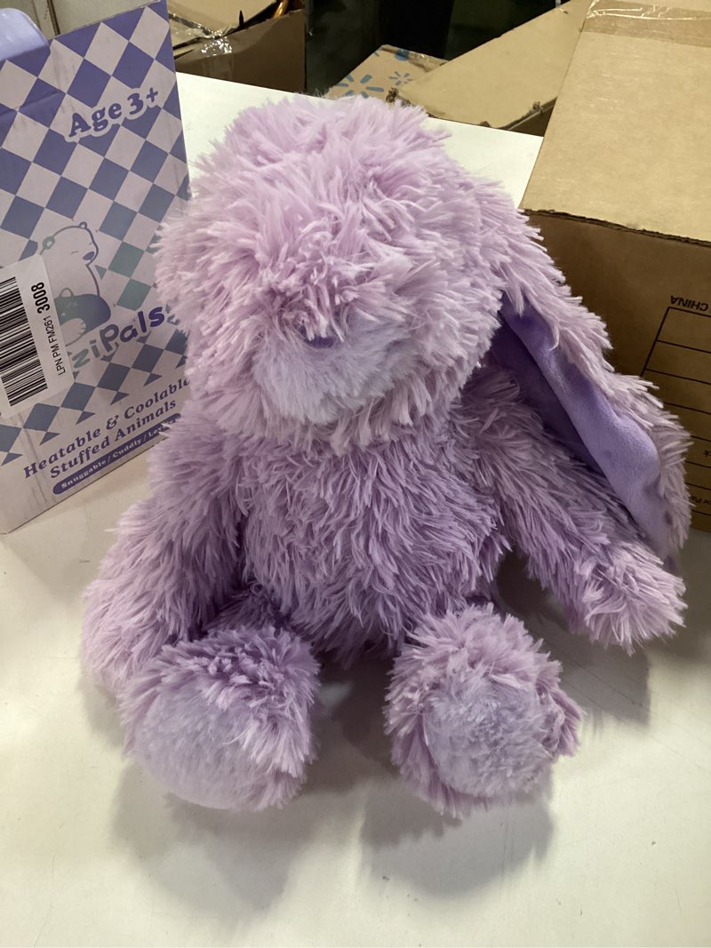 Condition photo showing Good Condition for Heatable & Coolable Purple Bunny Stuffed Animal Heating Pad for Soothing & Relaxation, Lavender Purple Bunny Plush for Discomfort, Rabbit Stuffed Animals for Kids, Bunny Plushies Gifts