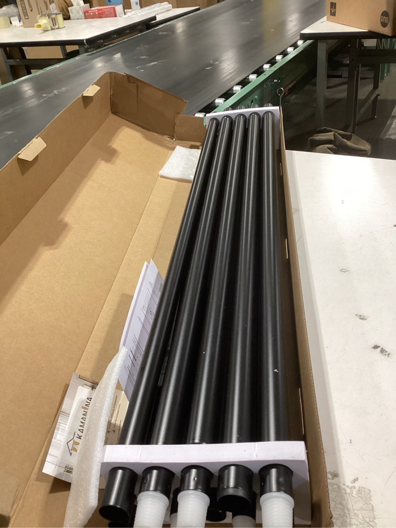 Condition photo showing Good Condition for KAMANINA Double Curtain Rod for Windows 140 to 195 Inches (12-16 Feet), 1 Inch Heavy Duty Black Curtain Pole, Adjustable Double Rods with End Caps Black 140-195"