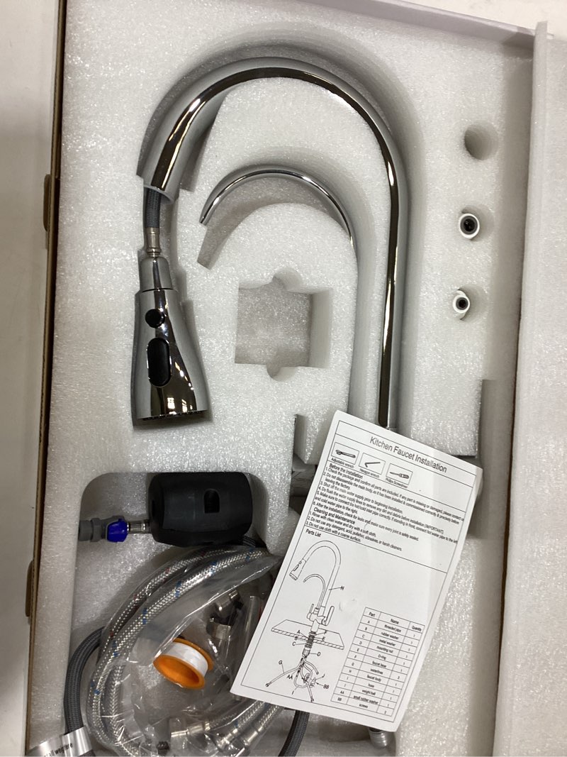 Condition photo showing Good Condition for Kitchen Sink Faucet with Pull - Down Sprayer, 2 - Handle 3 - in - 1 Kitchen Sink Filter Faucet, Cold and Hot Mixer Drinking Water Faucet (3-in-1 Filter Faucet, Chrome) Chrome 3-in-1 Filter Faucet