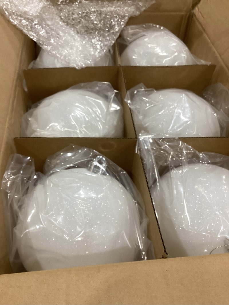 Condition photo showing Good Condition for Poen 12 Pcs 6 Inch Large Christmas Ball Ornaments Glitter Extra Large Christmas Ornaments Giant Xmas Balls Tree Decorations with Hanging Loop for Xmas Holiday Party Decor (White) White 12