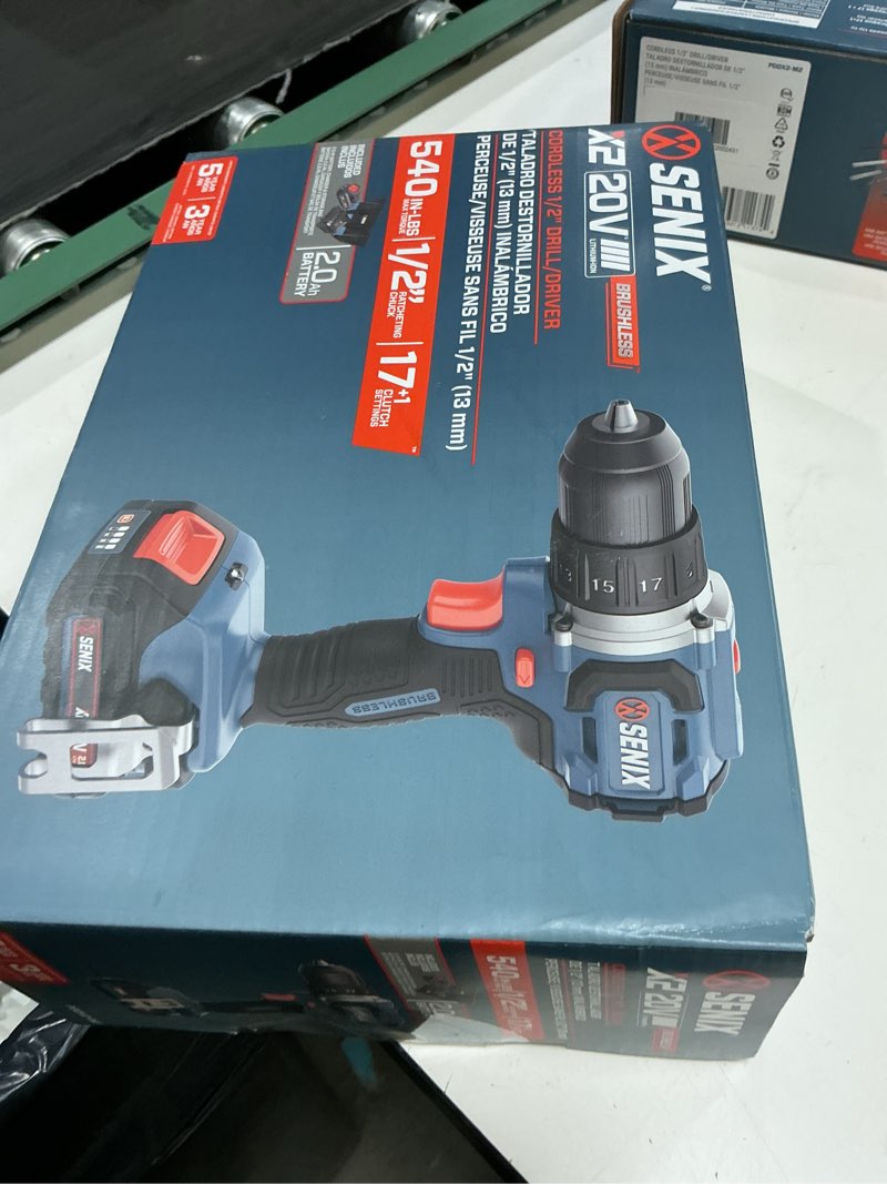 Condition photo showing New/Like New for senix x2 20-volt 1/2-in keyless brushless cordless drill (1-battery, charger and soft bag included)