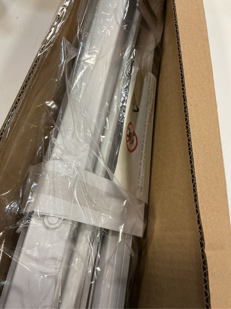 Condition photo showing As Is for 100% Privacy L-Shaped Blades Mini Blinds for Indoor Windows 1" Vinyl Cordless Window Blinds for Home, 25" W × 48" H - White White 25" W × 48" H