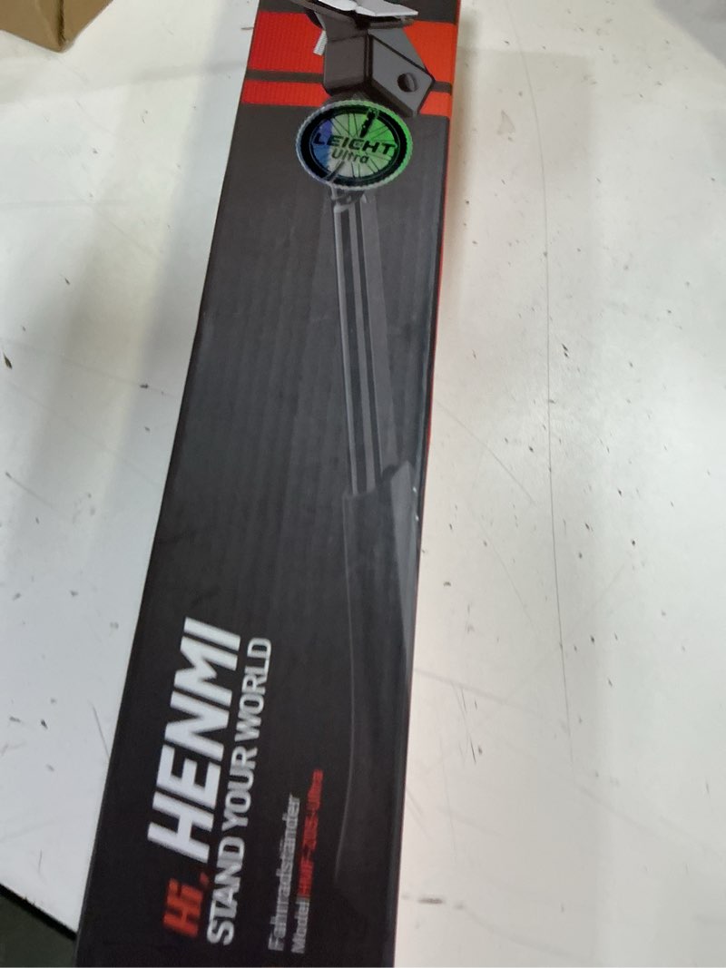 Condition photo showing New/Like New for henmi center mount bike kickstand for adult bikes, adjustable bicycle kickstand for most 24"-29", non-slip sole, magnesium alloy material, bicycle kickstand for mountain bike road bike