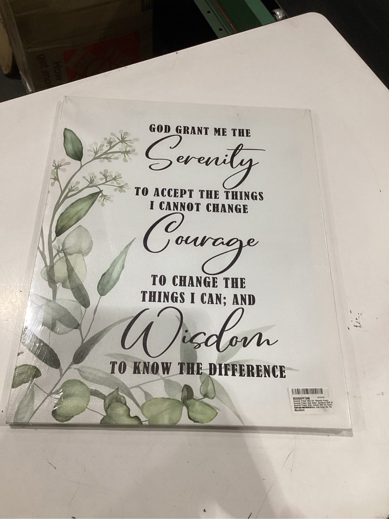 Condition photo showing New/Like New for serenity prayer wall art, serenity prayer, serenity prayer wall décor, scripture wall art, serenity prayer gifts, canvas wall art decor, bible verses wall décor, god grant me the serenity 16x20 inch