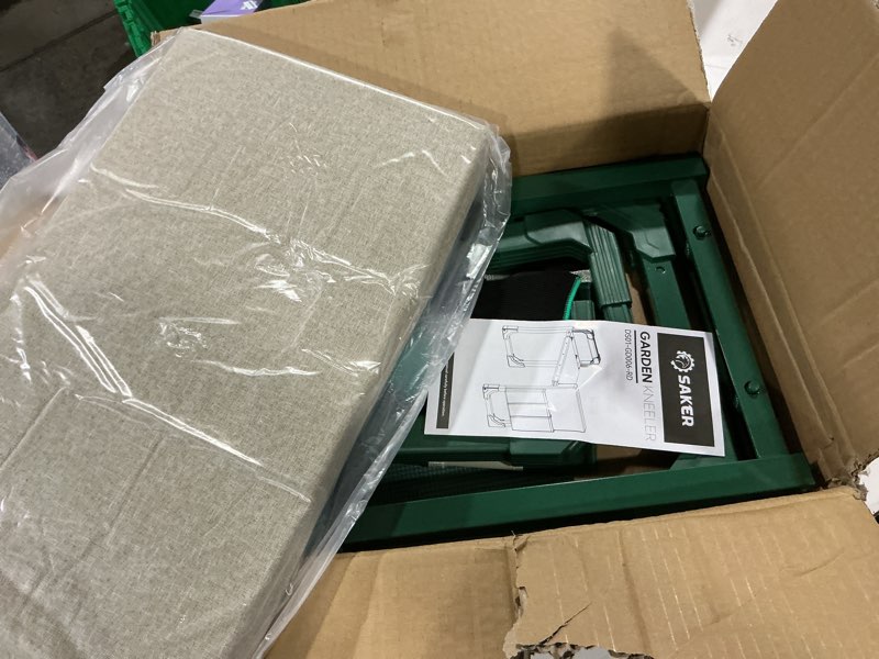 Condition photo showing Good Condition for saker garden kneeler and seat foldable gardening stool with extendable legs & thickened pad, tool, heavy duty support for elderly, gardening, outdoor use