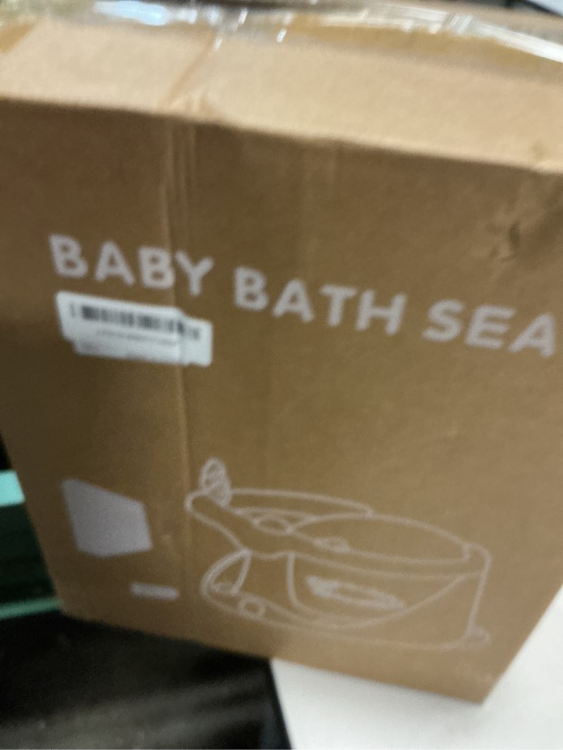 Condition photo showing New/Like New for baby bath seat for babies 6 months & up - bathtub seats for babies sitting up with rinse cup, non-slip, comfortable, infant bath essentials, yellow