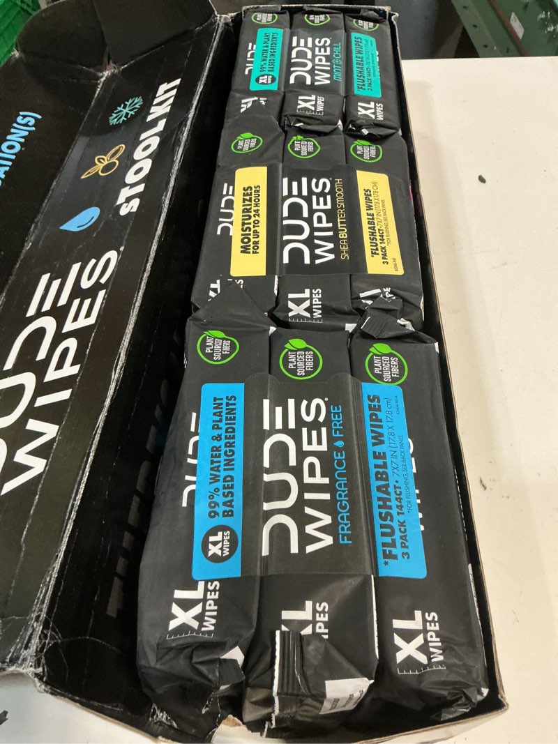 Condition photo showing New/Like New for DUDE Wipes - Flushable Wipes - 3 Pack, 144 Wipes - Unscented Extra-Large Adult Wet Wipes - Vitamin-E & Aloe - Septic and Sewer Safe Fragrance Free 48 Count (Pack of 3)