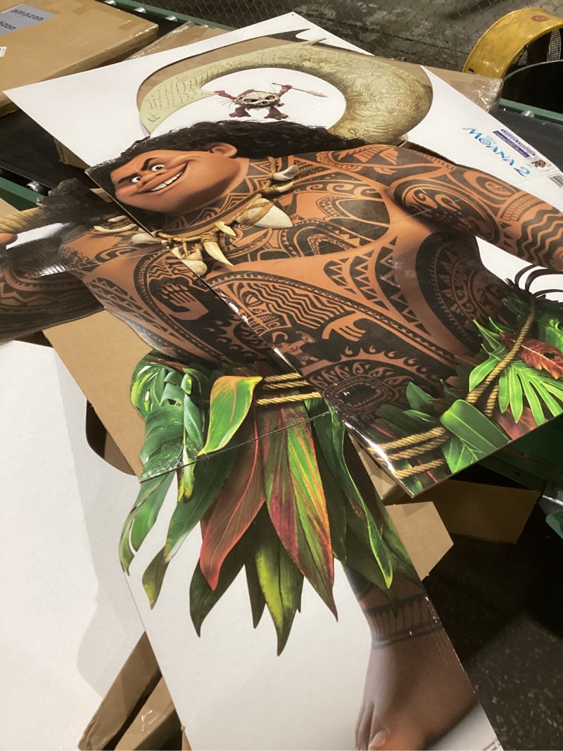 Condition photo showing As Is for cardboard people maui & kotu life size cardboard cutout standup - disney's moana 2 (2024 film)