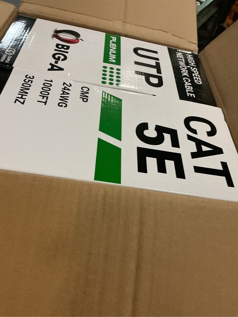 Condition photo showing New/Like New for Big-A - Bulk Cat5e Cable 1000ft 24AWG Solid 4 Pair Cat5e Ethernet Cable, Unshielded Twisted Pair UTP 350MHz Internet Cable, Pull Box - Blue