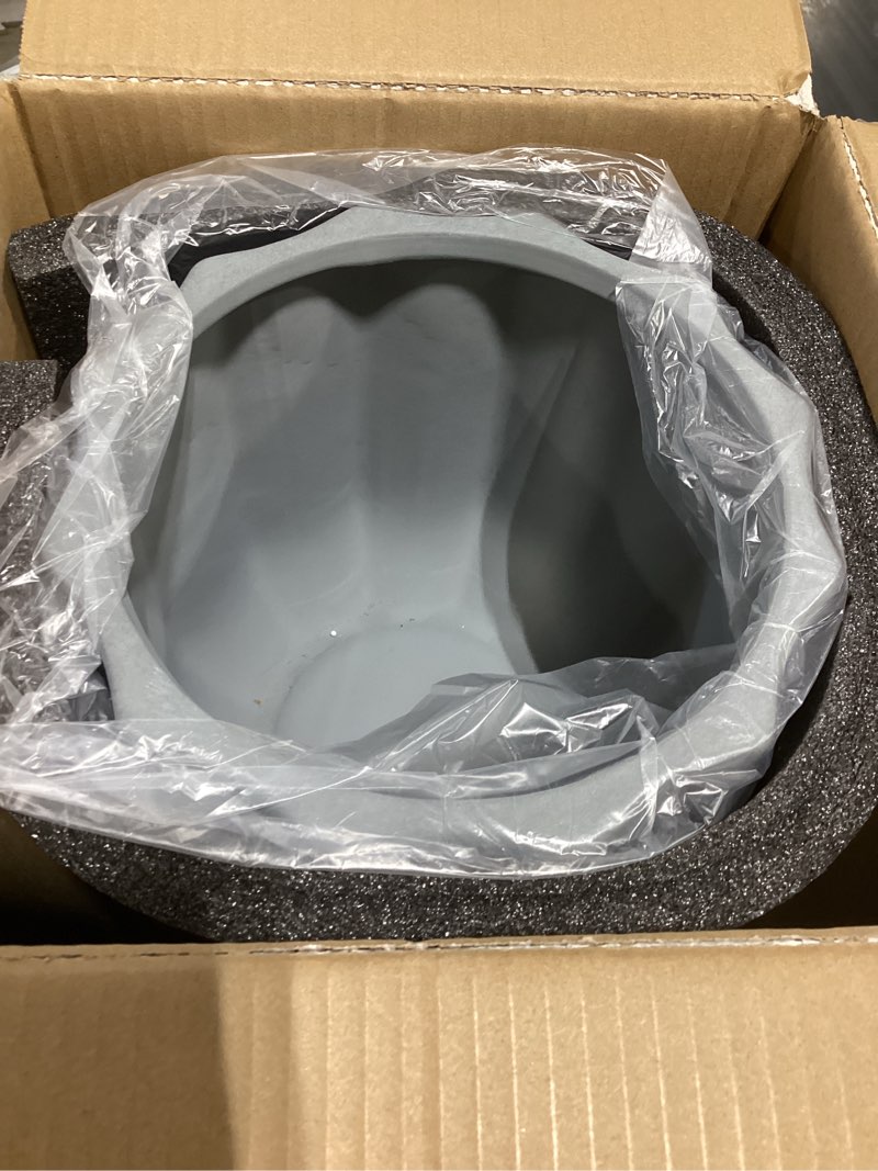 Condition photo showing Good Condition for 10 inch plant pot – ceramic planter with drainage hole & removable drain plug, decorative flower pot for indoor outdoor plants, modern round large planter, cream white white 10"