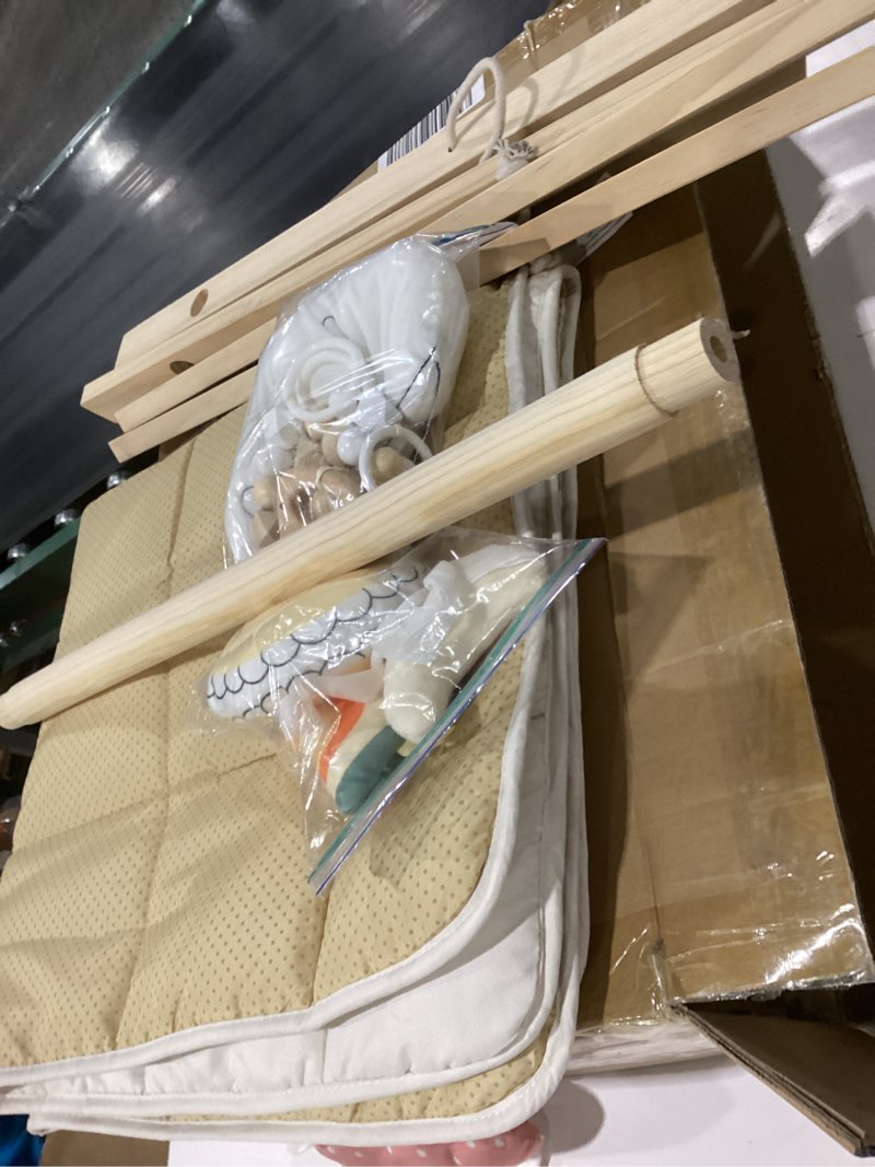 Condition photo showing Good Condition for similar to stock photos yellow little dove baby gym with mat, wooden play gym with 9 sensory toys, foldable baby play gymframe activity center, natural pine wood, montessori toys, easy to assemble & clean, natural color wooden baby gym with mat