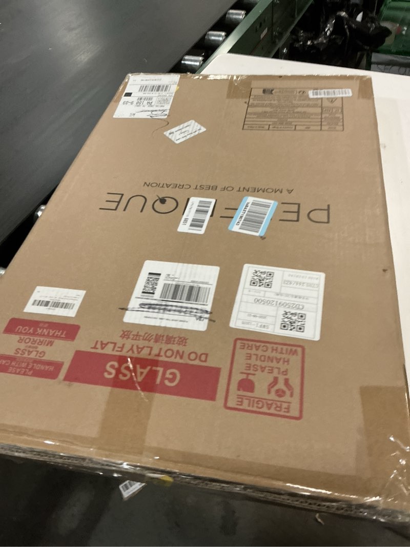 Condition photo showing New/Like New for PERFNIQUE Irregular Wall Mirror Asymmetrical Mirror, 28''x17'' Decorative Modern Mirror for Bathroom Bedroom Living Room Entryway, Cloud Frameless, Wall Mounted (28''x17'', Cloud) Cloud 28"L x 17"W