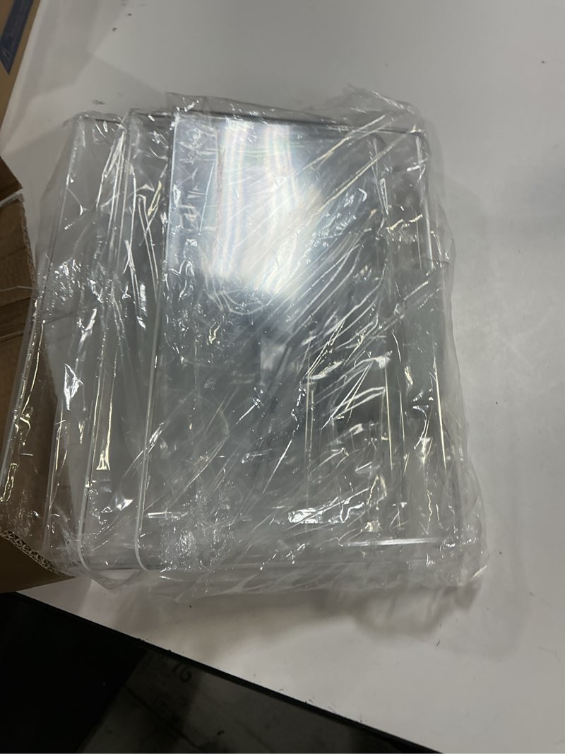 Condition photo showing As Is for Clear Acrylic Single Pocket, Plastic Hanging Wall Mount File Holder for Office Home (Clear, 4 Pack) Clear 4 Pack