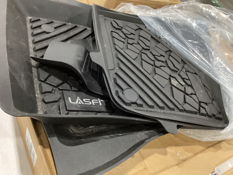 Condition photo showing As Is for LASFIT Floor Mats and Trunk Mat for Ford Mustang Mach-E 2025 2024 2023 2022 2021 (Cargo Floor in Top Position) All Weather TPE Car Liners, 1st & 2nd Row & Cargo Liner, 4pcs Black 5) 2021-2025 | Ford Mustang Mach-E | Combo Set