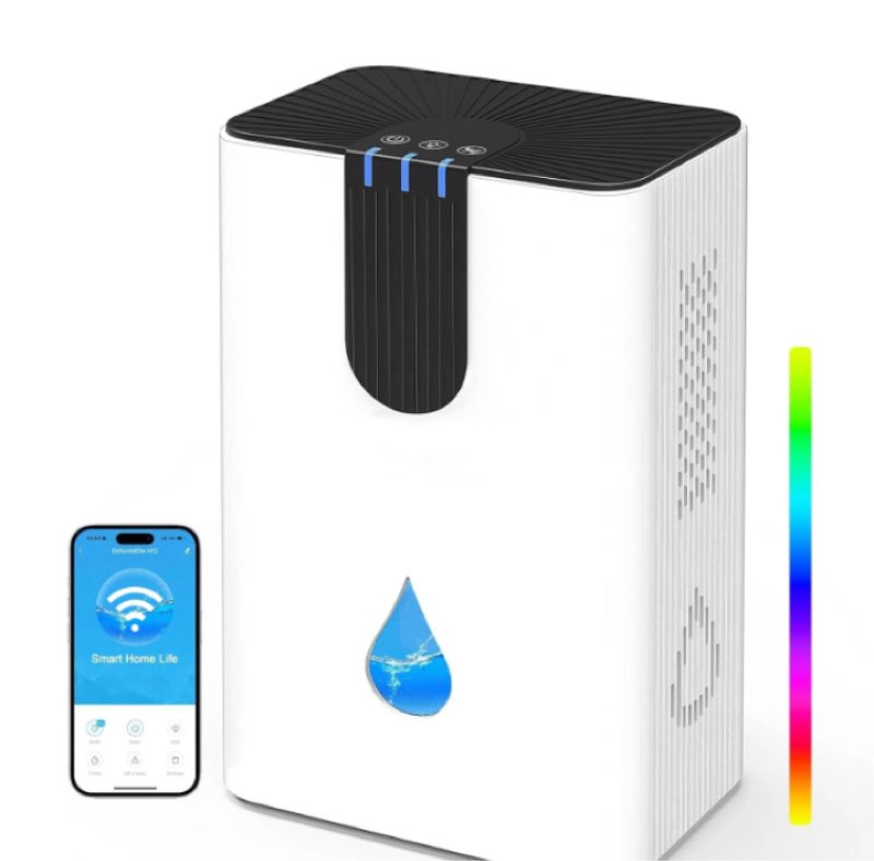 COLAZE WiFi-Enabled Dehumidifier Dehumidifiers for Home Up to 850Sq.Ft Dehumidifier for Basement with 85OZ Water Tank Alexa Voice APP Control, Auto Shut Off & 7 Color LED Lights Ideal for Bedroom RV