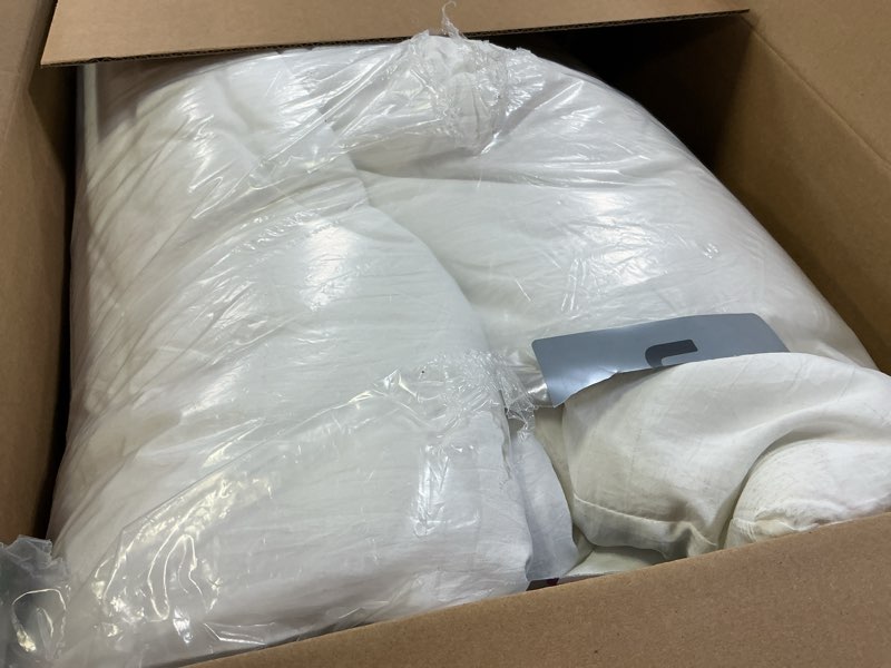 Condition photo showing As Is for Bedsure Queen Comforter Set, White Soft Prewashed Bedding for All Seasons, 3 Pieces GentleSoft™ Bed Set, 1 Lightweight Comforter (90"x90") and 2 Pillowcases (20"x26") Queen(90"x90") 02 - White