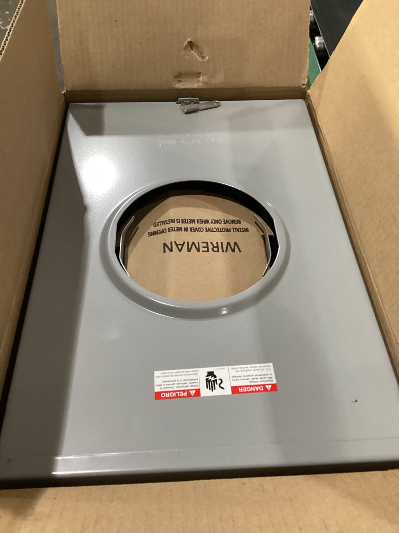 Condition photo showing New/Like New for 200 amp meter socket, 4 jaw meter base, 600v 3 wire ringless type, with horn bypass meter cover plate, suitable for overhead/underground feed square 200a 4jaw