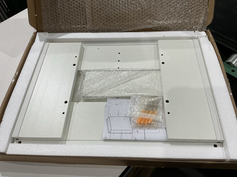 Condition photo showing Good Condition for 14'' * 18'' recessed medicine cabinet wall niche wood, 2-tier bathroom niche insert for drywall, in wall shelf medicine cabinets replacement, for living room, bathroom storage chalk white 18''h * 14''w (2 tiers)