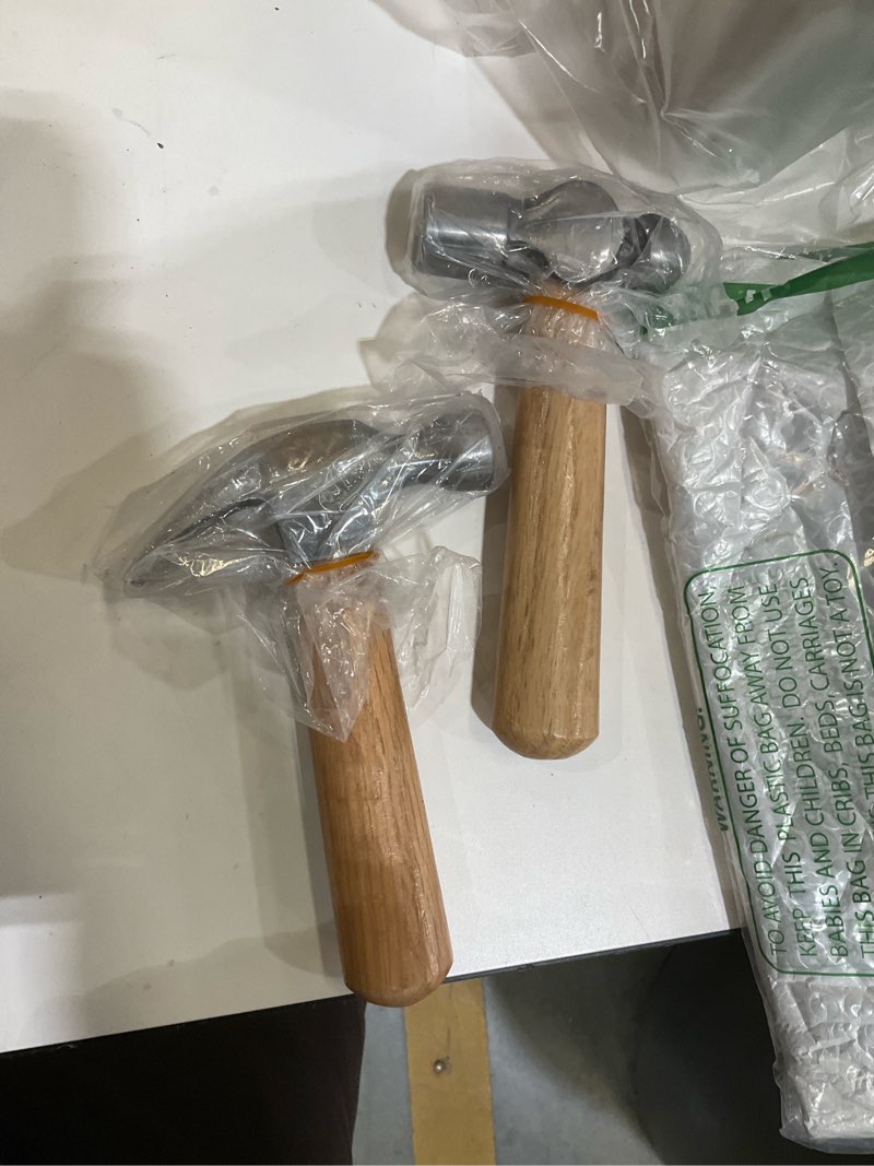 Condition photo showing As Is for 5Pcs Small Hammer Set - 10oz Rubber Mallet Hammer, 18oz Mini Sledge Hammer, 12oz Double-Faced Mallet, 11oz Ball Peen Hammer, 10oz Claw Hammer with Short Wood Handle for Lightweight Home Repair & Craft
