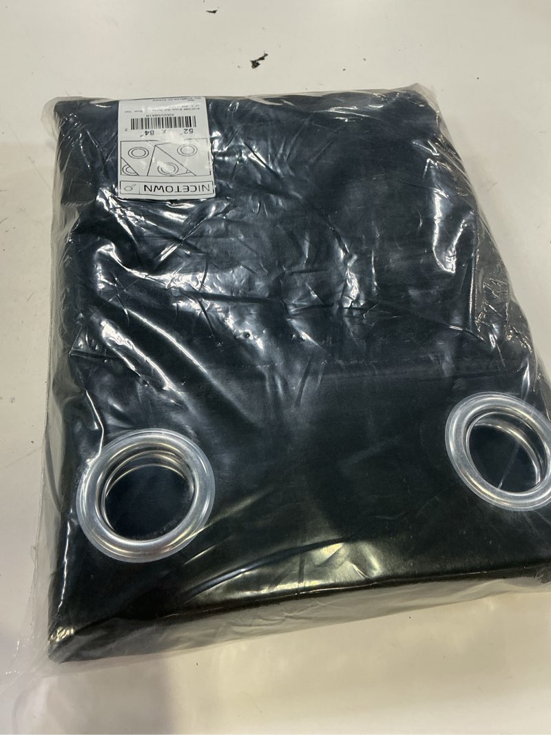 Condition photo showing New/Like New for nicetown black out curtains for bedroom 84 inches long - light reducing thermal insulated solid grommet curtains/panels/drapes for living room (set of 2, w52 x l84) black 52"w x 84"l (pack of 2)