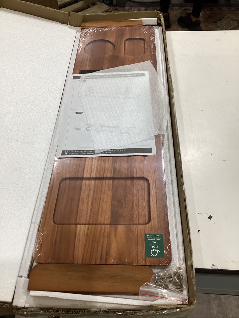 Condition photo showing New/Like New for bathtub caddy tray table | bath tub wooden | anti-tipping, sustainable tub tray for bath tub | bath-tub accessories holders for bath-tub