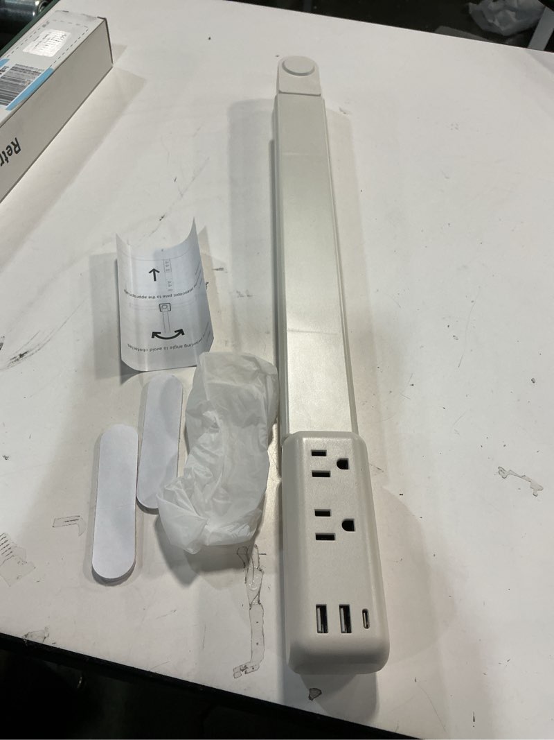 Condition photo showing Good Condition for Electrical Outlet Extender, 180° Rotatable Outlet Extender 22"-34" Extendable Electrical Wall Outlet Extender with USB A & USB C and 2 Stickers for Sofa Nightstand Dresser Desk