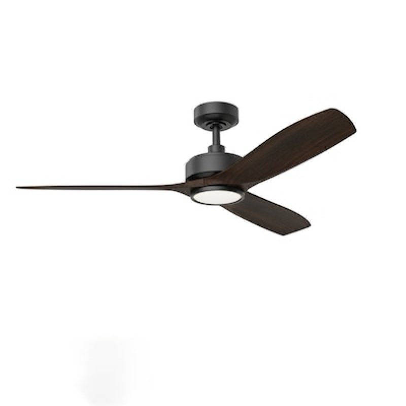 altitude boca ii 52-in matte black with dark brown blades led covered outdoor smart ceiling