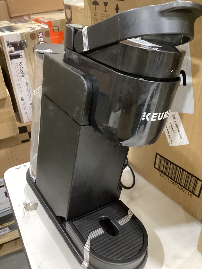 Condition photo showing As Is for keurig k-express single serve k-cup pod coffee maker, 3 brew sizes, strong button feature, 42oz removable reservoir, black