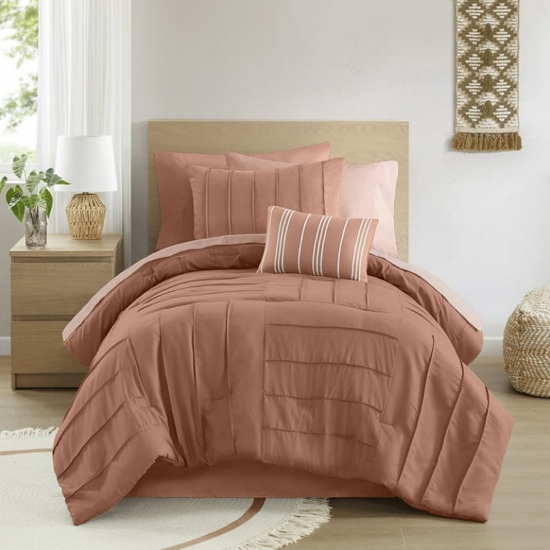 mainstays 8-piece bed in a bag comforter set with sheets, terracotta texture, twin/twinxl