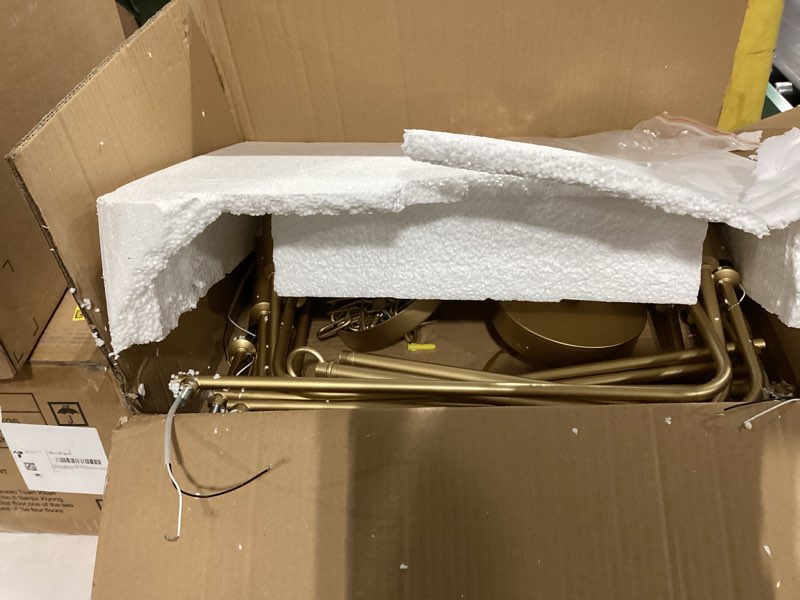 Condition photo showing Good Condition for gold chandeliers for dining room light fixture over table, modern farmhouse chandeliers for living room,15-lights industrial metal candle lighting fixtures for entryway kitchen island foyer gold 15 - lights