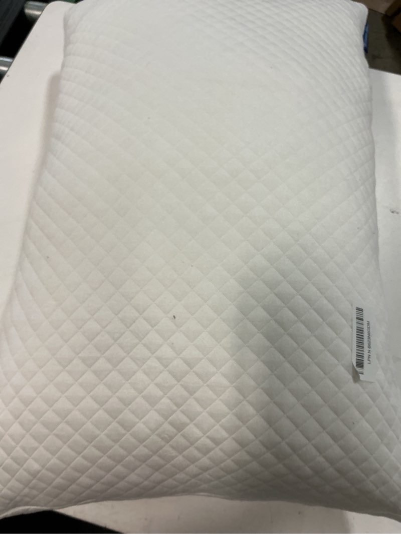 Condition photo showing As Is for dreamyblue signature pillow w/adjustable loft • shredded memory foam fill • neutral alignment for side, back, and stomach sleepers • washable bamboo rayon cover • certipur-us certified foam (queen) queen (pack of 1)