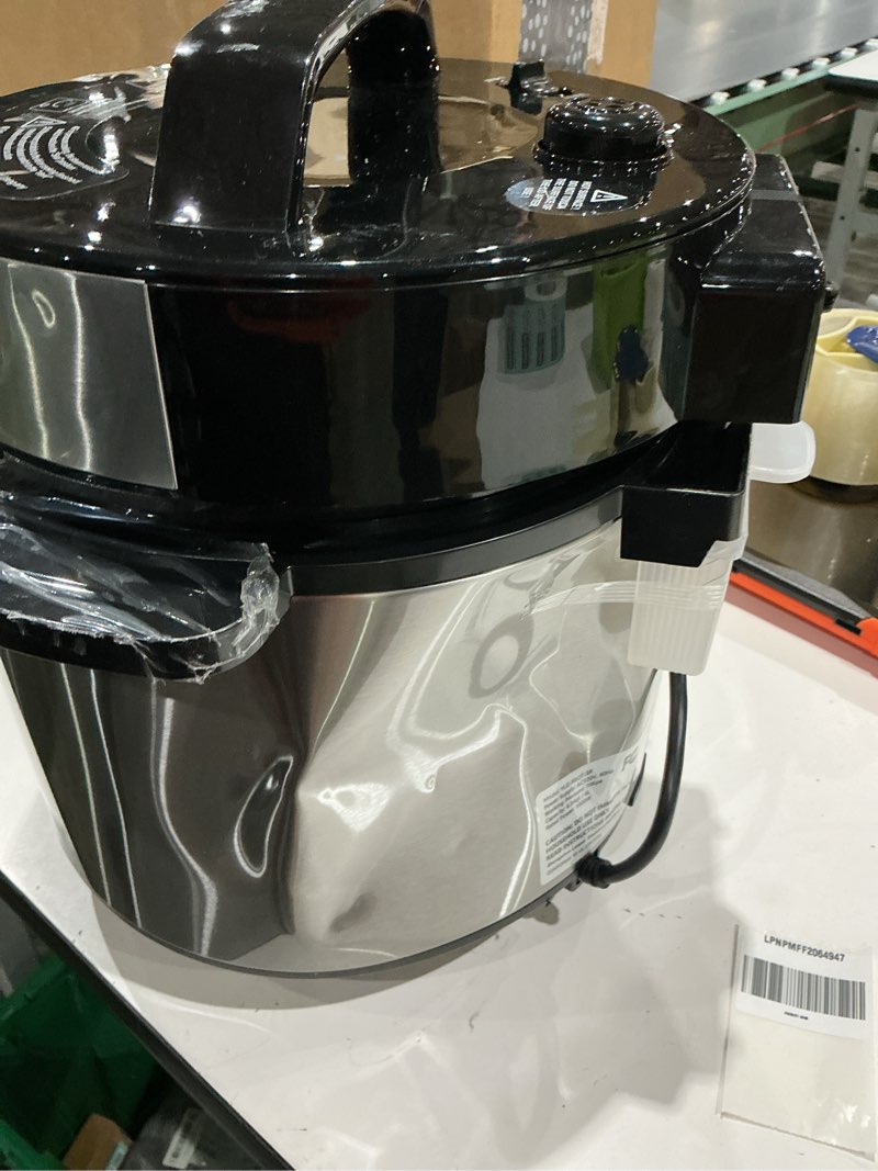 Condition photo showing As Is for dumos 12-in-1 electric pressure cooker 6 qt stainless steel multi cooker electric for pressure, rice, steamer, yogurt maker, slow cook,meat stew, cake, porridge, multigrain, sliver sliver 6 quarts