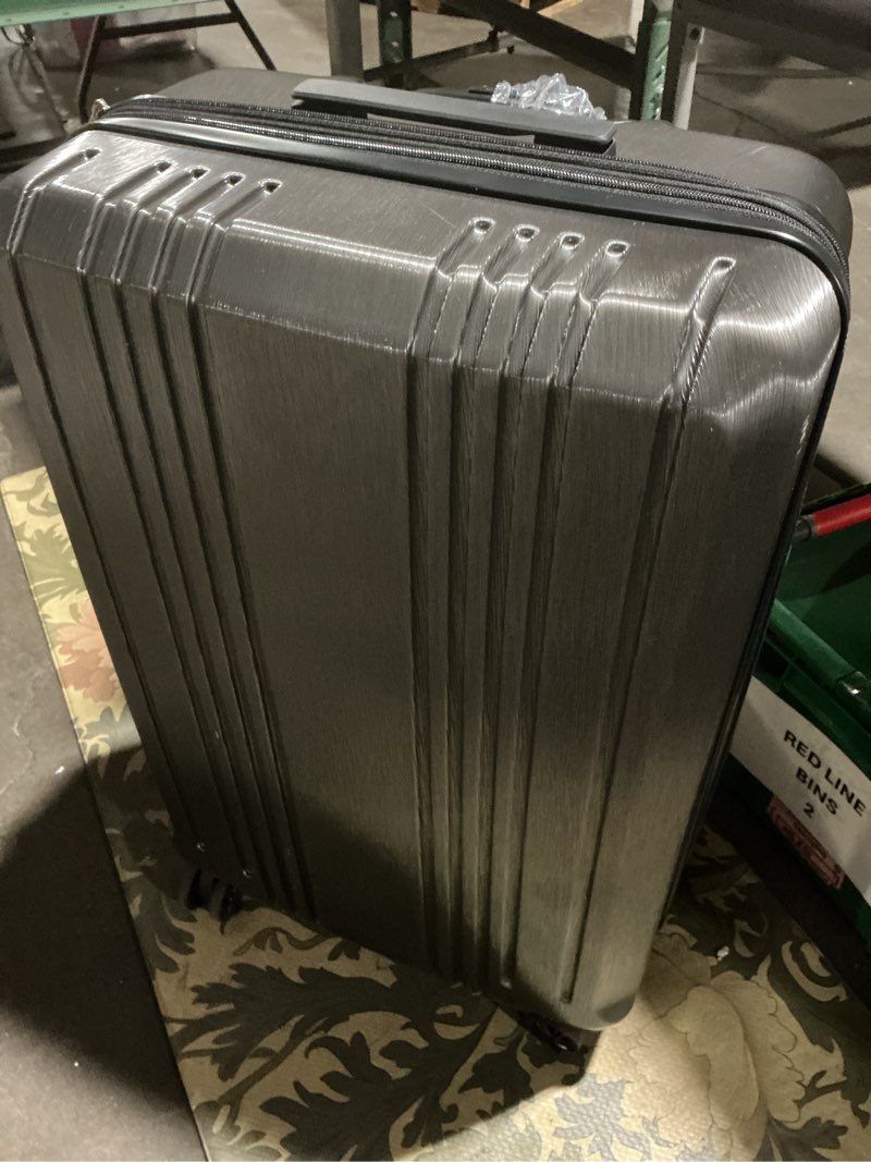 Condition photo showing Good Condition for Coolife Luggage PC+ABS Expandable Hardshell Suitcase with TSA Lock, Spinner Checked Lightweight (grey, L(28IN)) grey L(28IN)