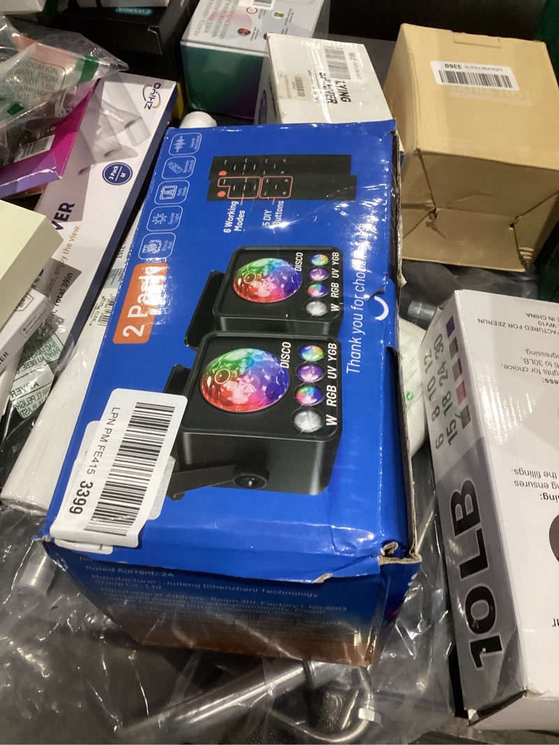 Condition photo showing As Is for ?2-Pack Sunset Lamp Disco Ball Party Lights - Sound Activated LED Strobe & Stage Lights for Home Parties, Weddings, Bars, Clubs, Karaoke, Halloween, Christmas & Wall Décor (Enhanced Dual Lighting Set)