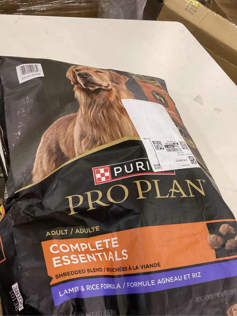 Condition photo showing New/Like New for Purina Pro Plan Complete Essentials Shredded Blend Lamb and Rice High Protein Dog Food with Probiotics for Dogs - 15 lb. Bag Lamb & Rice Shredded Blend 15 Ounce (Pack of 1)