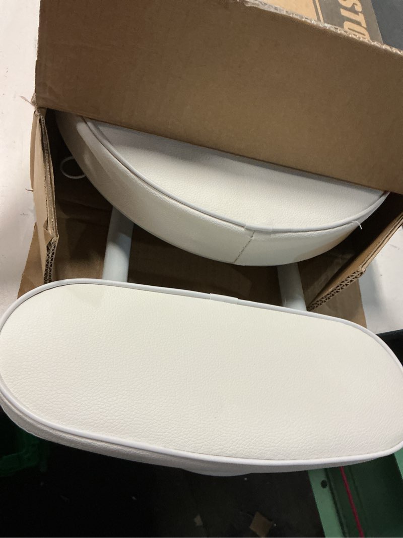 Condition photo showing Good Condition for folding stool,cushioned padded folding bar stool,24inch white height heavy duty portable chair stool with 300lbs capacity for kitchen living room garden camping fishing