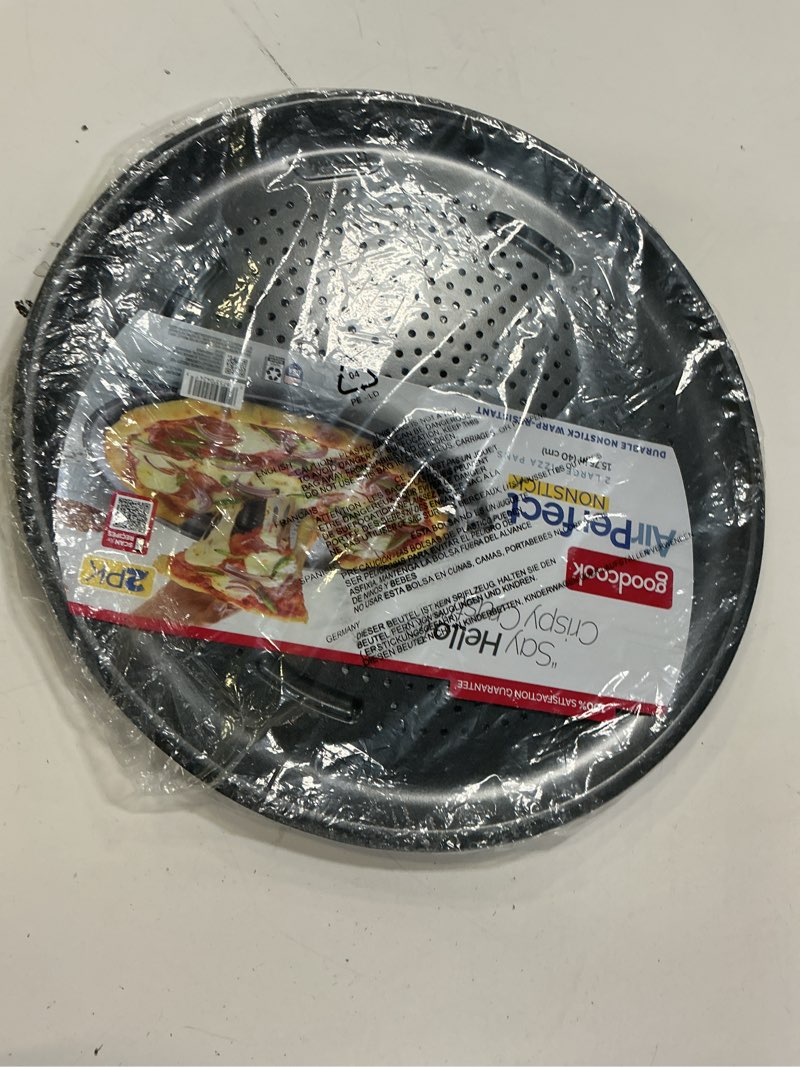 Condition photo showing Good Condition for goodcook airperfect nonstick 16” pizza pan - set of 1- pizza trays for oven, perforated round pizza pan, carbon steel baking pan, homemade, frozen & leftover slices 1  pcs