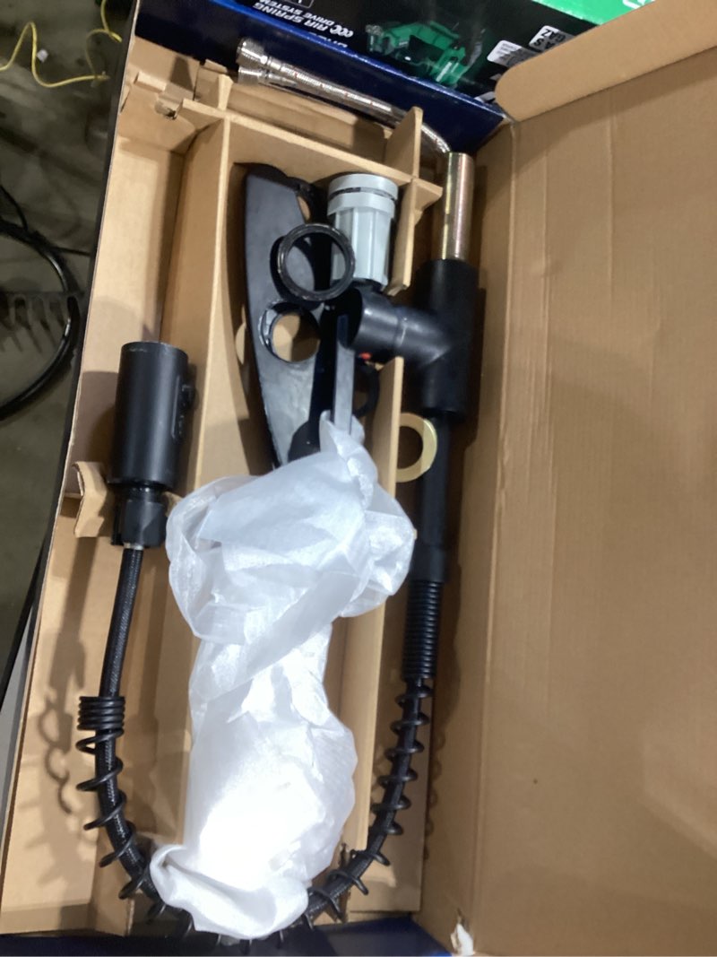 Condition photo showing Good Condition for project source flynt matte black 1-handle deck-mount pull-down handle kitchen faucet (deck plate included)