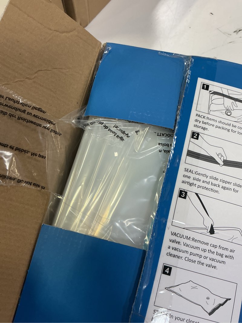 Condition photo showing New/Like New for cozy essential vacuum storage bags, 80% compression vacuum seal space saver plastic packaging bags for clothes, blankets, pillow, bedding, comforters, sealer clothing storage,20 combo combo 20